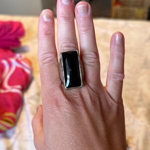 Elegant Black Rectangular Ring